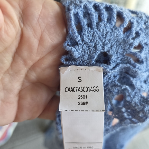 Cupshe Small Blue Crochet Tank Top Vacation Boho Chic Bohemian Sheer Knit - Picture 9 of 11